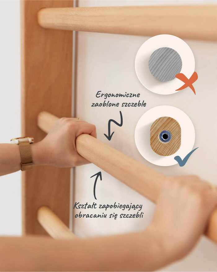 Ergonomiczne szczeble drabinki ONMAX – zaokrąglone i antypoślizgowe
