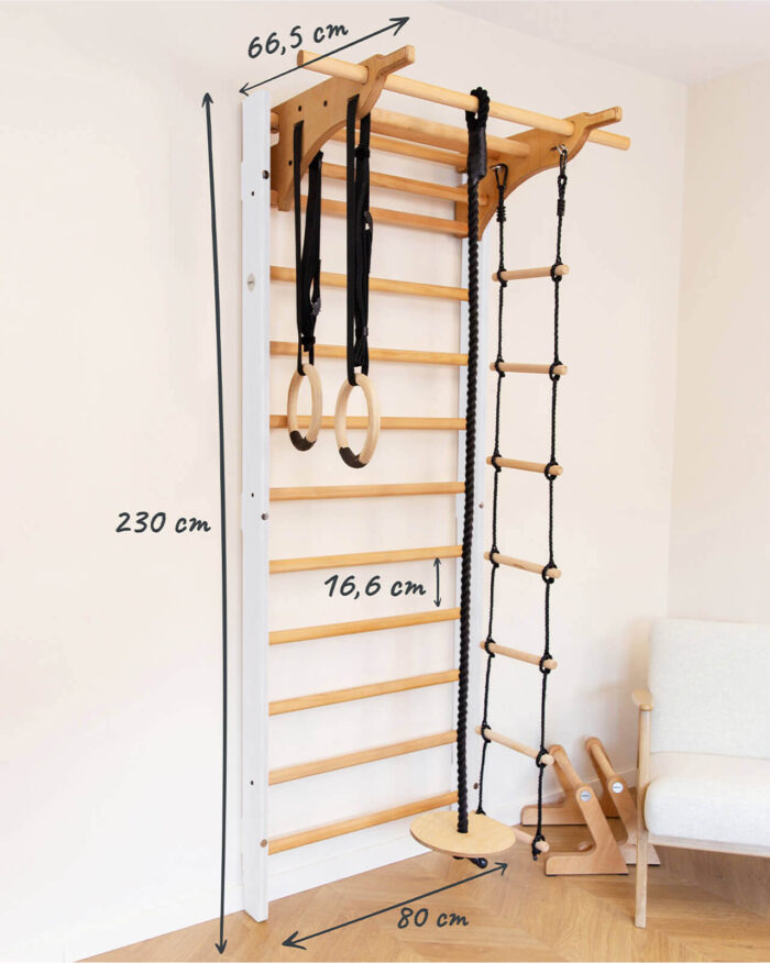 Zestaw ONMAX Balance Max – biała drabinka z dodatkami, wymiary 230x80x66,5