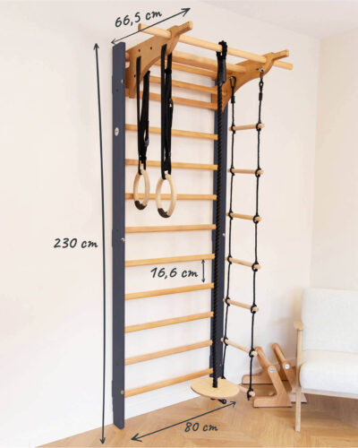 Zestaw ONMAX Balance Max – grafitowa drabinka z akcesoriami wymiary 230x80x66,5 cm