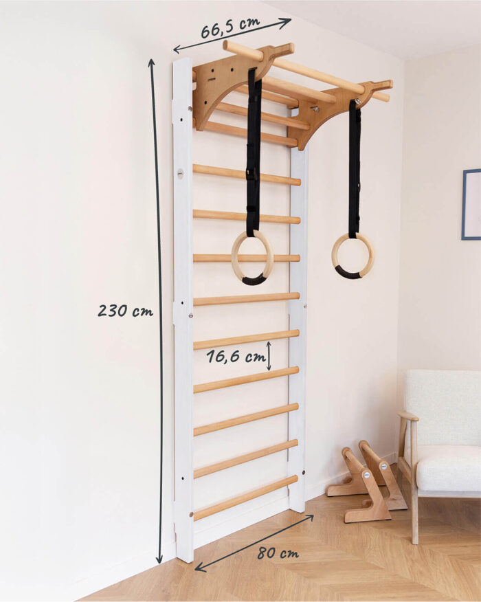 Drabinka gimnastyczna ONMAX Balance Start w kolorze białym – wymiary 230x80x66,5 cm
