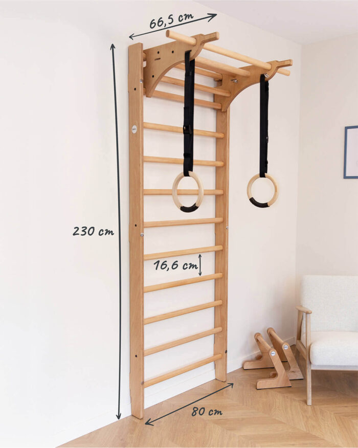 Drabinka gimnastyczna ONMAX Balance Start w kolorze naturalnym – wymiary 230x80x66,5 cm